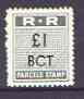 Northern Rhodesia 1951-68 Railway Parcel stamp £1 (small numeral) overprinted BCT (Bankcroft) unmounted mint*