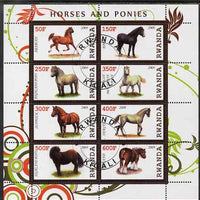Rwanda 2009 Horses & Ponies perf sheetlet containing 8 values fine cto used