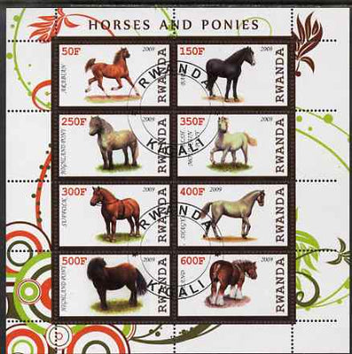 Rwanda 2009 Horses & Ponies perf sheetlet containing 8 values fine cto used