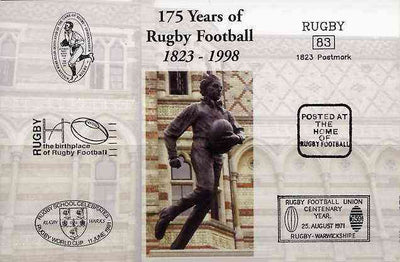 Postcard privately produced in 1998 (coloured) for the 175th Anniversary of Rugby, unused and pristine