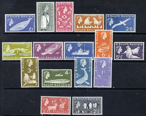 Falkland Islands Dependencies - South Georgia 1963-69 First definitive set complete - 16 values including both £1 values, unmounted mint SG 1-16