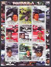 Tadjikistan 2001 Formula 1 perf sheetlet #1 containing set of 9 values unmounted mint