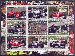 Kyrgyzstan 2001 Formula 1 perf sheetlet containing set of 9 values unmounted mint