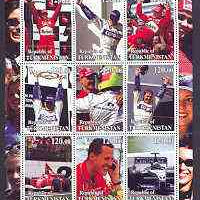 Turkmenistan 2001 The Schumachers (Formula 1) perf sheetlet containing set of 9 values unmounted mint