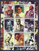 Turkmenistan 2001 Louis Armstrong perf sheetlet containing 9 values unmounted mint