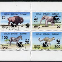 Batum 1994 WWF Wild Animals perf sheetlet containing set of 4 with 'Philakorea' opt unmounted mint