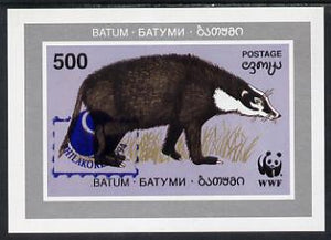 Batum 1994 WWF Wild Animals (Badger) imperf s/sheet with 'Philakorea' opt unmounted mint