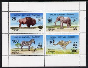Batum 1994 WWF Wild Animals perf sheetlet containing set of 4 with 'Singpex' opt unmounted mint