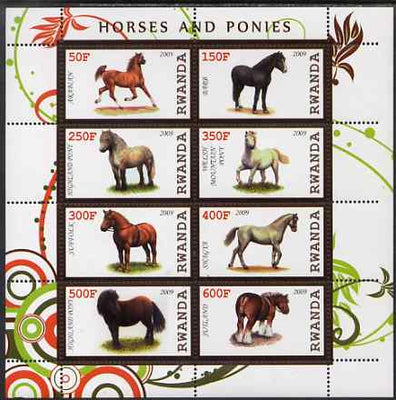 Rwanda 2009 Horses & Ponies perf sheetlet containing 8 values unmounted mint