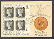 Isle of Man 1990 150th Anniversary of Penny Black m/sheet (Stamp World) very fine cds used, SG MS 447