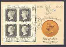 Isle of Man 1990 150th Anniversary of Penny Black m/sheet (Stamp World) very fine cds used, SG MS 447