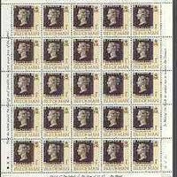 Isle of Man 1990 150th Anniversary of Penny Black m/sheet (1p concession stamp) in sheetlet of 25 (corner letters different) unmounted mint SG 442b