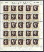 Isle of Man 1990 150th Anniversary of Penny Black m/sheet (1p concession stamp) in sheetlet of 25 (corner letters different) unmounted mint SG 442b