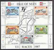 Isle of Man 1987 80th Anniversary of TT Motorcycle Racing m/sheet (with Capex 87 imprint) very fine cds used, SG MS 353