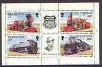 Isle of Man 1992 Union Pacific Railroad pane containing 33p & 39p each in horiz pairs with labels between unmounted mint, SG 522a & 524a