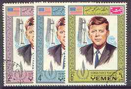 Yemen - Royalist 1968 Human Rights Year the three perf values showing J F Kennedy fine cto used (Mi 541, 545 & 549A)*