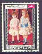 Yemen - Royalist 1968 Pink & Blue by Renoir 1B value from UNICEF Childrens Day (Paintings) set very fine cto used, Mi 594*