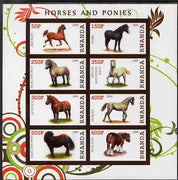 Rwanda 2009 Horses & Ponies imperf sheetlet containing 8 values unmounted mint