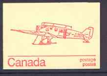 Canada 1974 Junkers 34 - 25c red on cream booklet complete mint, SG SB 80e