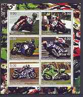 Tadjikistan 2001 Racing Motorcycles sheetlet containing complete set of 6 values unmounted mint