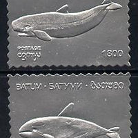 Batum 1994 Whales set of 2 in silver foil unmounted mint