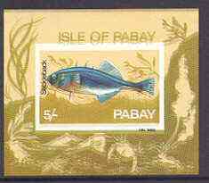 Pabay 1969 Fish 5s (Stickleback) imperf m/sheet with fine colour shift of black resulting in doubling of name and blurred background unmounted mint