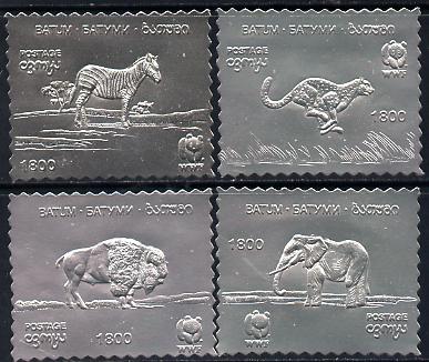 Batum 1994 WWF Animals set of 4 in silver foil