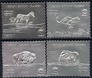 Batum 1994 WWF Animals set of 4 in silver foil