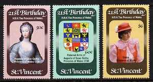 St Vincent 1982 Princess Di's 21st Birthday set of 3 unmounted mint SG 694-6