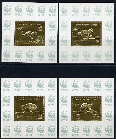 Batum 1994 WWF Animals set of 4 s/sheets in gold foil unmounted mint