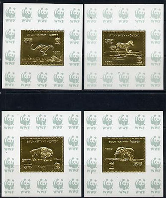 Batum 1994 WWF Animals set of 4 s/sheets in gold foil unmounted mint