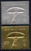 Batum 1994 Fungi set of 2 in silver & gold foils (showing Scout emblem)