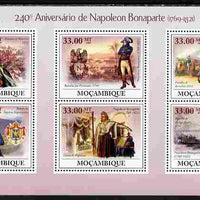Mozambique 2009 240th Anniversary of Napoleon Bonaparte perf sheetlet containing 6 values unmounted mint