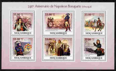 Mozambique 2009 240th Anniversary of Napoleon Bonaparte perf sheetlet containing 6 values unmounted mint