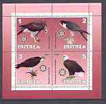 Eritrea 2001 Birds of Prey perf sheetlet containing 4 values each with Rotary Logo unmounted mint