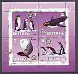 Eritrea 2001 Penguins perf sheetlet containing 4 values each with Rotary Logo unmounted mint