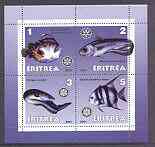 Eritrea 2001 Fish perf sheetlet containing 4 values each with Rotary Logo unmounted mint
