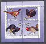 Eritrea 2001 Game Birds perf sheetlet containing 4 values each with Rotary Logo unmounted mint