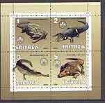 Eritrea 2001 Crocodiles perf sheetlet containing 4 values each with Scout Logo unmounted mint