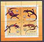 Eritrea 2001 Lizards perf sheetlet containing 4 values each with Scout Logo unmounted mint