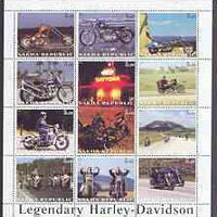 Sakha (Yakutia) Republic 2001 Harley Davidson Legendary Motorcycles perf sheet containing complete set of 12 values, unmounted mint