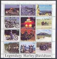 Sakha (Yakutia) Republic 2001 Harley Davidson Legendary Motorcycles perf sheet containing complete set of 12 values, unmounted mint