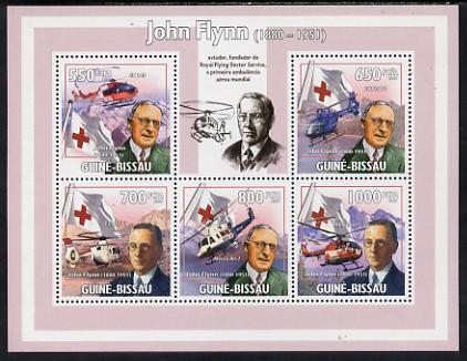 Guinea - Bissau 2009 John Flynn & Red Cross Helicopters perf sheetlet containing 5 values unmounted mint