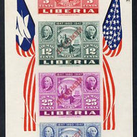 Liberia 1947 US Stamp Centenary imperf m/sheet each stamp opt'd SPECIMEN mtd mint, SG MS 661