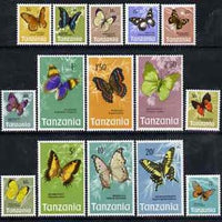 Tanzania 1973 Butterflies definitive set of 15 values complete unmounted mint, SG 158-72