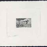 French Equatorial Africa 1957 1F Giant Eland (as SG 288) in black on sunken wove paper, signed by the artist