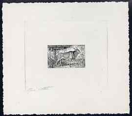 French Equatorial Africa 1957 1F Giant Eland (as SG 288) in black on sunken wove paper, signed by the artist