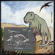 Guyana 1994 Prehistoric Animals #1 - $600 m/sheet with design embossed in silver foil on thin card unmounted mint