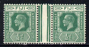 Fiji 1922-29 KG5 Script CA 1/2d green horiz inter-paneau gutter pair, without gum but fresh, SG229
