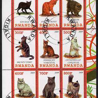 Rwanda 2009 Domestic Cats perf sheetlet containing 9 values fine cto used